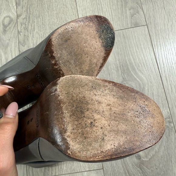 Coach Gray Leather Ankle Tassel Heeled Boots - Picture 9 of 14